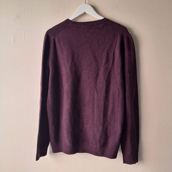Ted Baker Dark Plum Embossed Floral Long Sleeve Crewneck Sweater -Size 5 (US XL) - Picture 4 of 12